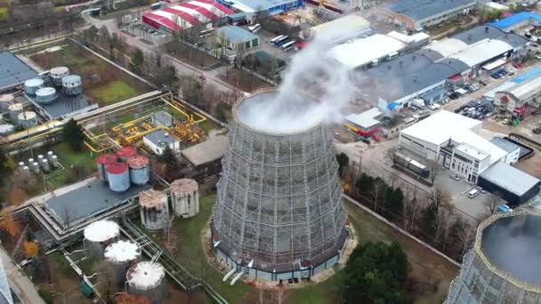 Luftaufnahme Eines Wärmekraftwerks Chisinau Moldawien Blick Auf Rohr Mit Fälldampf — Stockvideo