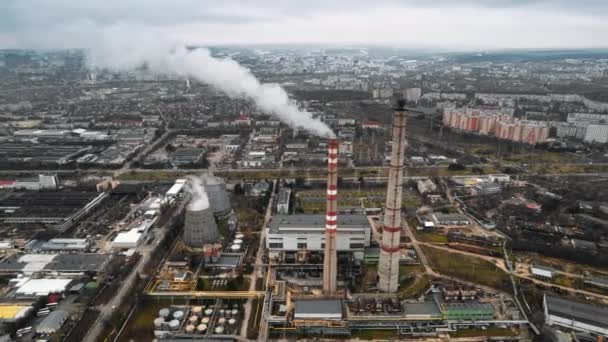 Vista Del Timelapse Del Dron Aéreo Planta Energía Térmica Chisinau — Vídeo de stock