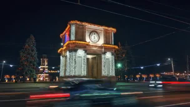 Chisinau Moldova December 2022 Timelapse View Central Square City Centre — Stock video