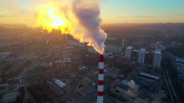 Aerial Drone View Thermal Power Plant Chisinau Sunrise Moldova View — Video