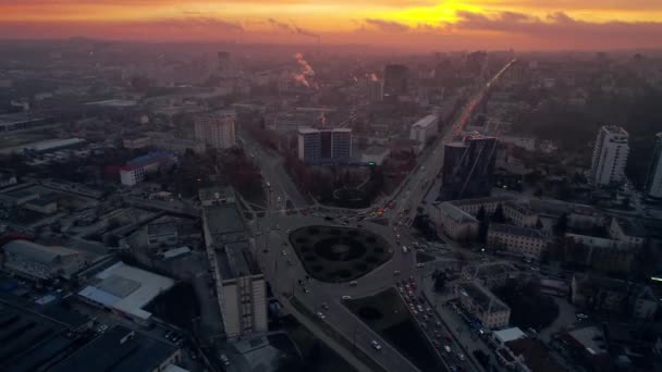 Pandangan Pesawat Tak Berawak Dari Chisinau Saat Matahari Terbit Moldova — Stok Video