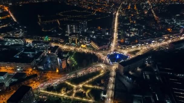 Aerial Drone Timelapse View Chisinau Night Moldova View City Centre — Stock video