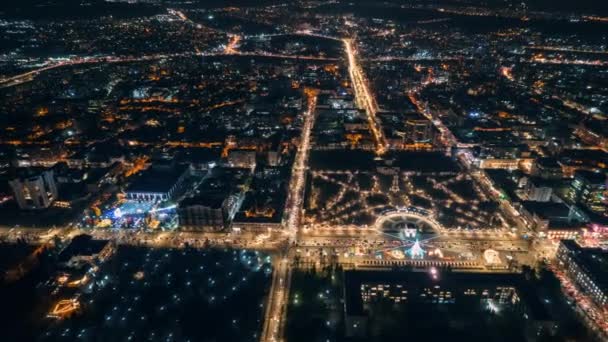 Εναέρια Drone Timelapse Άποψη Του Κισινάου Νύχτα Μολδαβία Άποψη Του — Αρχείο Βίντεο