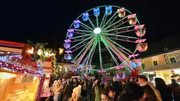 Romania Sibiu December 2022 View Historic Centre Town Christmas Fair — Vídeos de Stock
