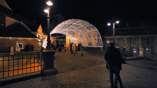 Romania Sibiu December 2022 View Historic Centre Town Christmas Fair — Video