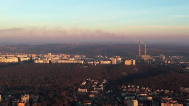 Вид Повітря Чісінау Заході Сонця Молдова Вид Місто Житловий Район — стокове відео