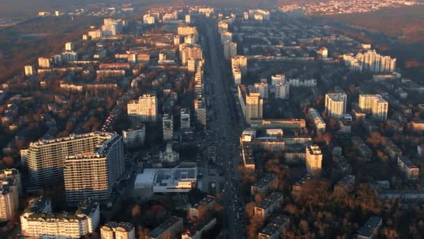 Αεροφωτογραφία Drone Του Κισινάου Στο Ηλιοβασίλεμα Μολδαβία Άποψη Της Πόλης — Αρχείο Βίντεο