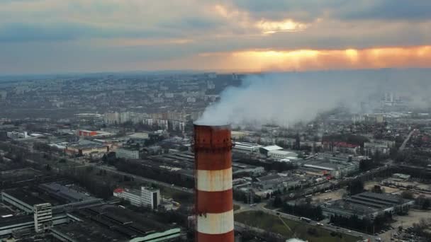 Aerial Drone View Thermal Power Plant Chisinau Cloudy Weather Moldova — Vídeos de Stock