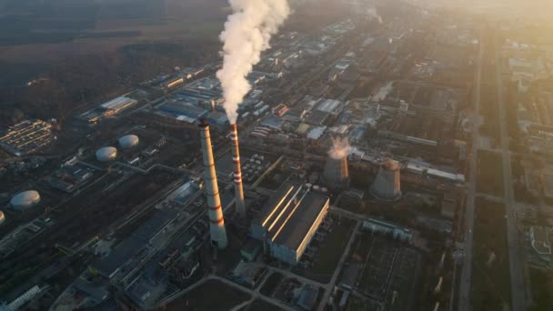 Aerial Drone View Thermal Power Plant Chisinau Sunset Moldova View — Stockvideo