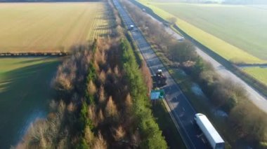 Aerial drone view of cars on roads of United Kingdom