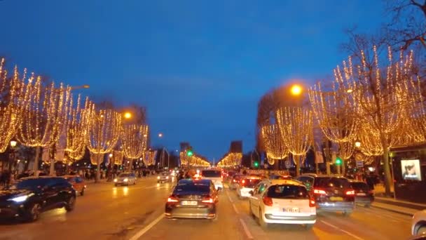 Paris France December 2022 Timelapse Road Avenue Des Champs Elysees — Vídeos de Stock