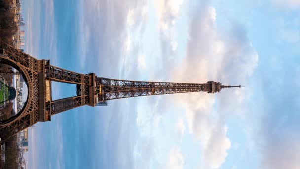 Timelapse Eiffel Tower Sunset Paris France — Stockvideo