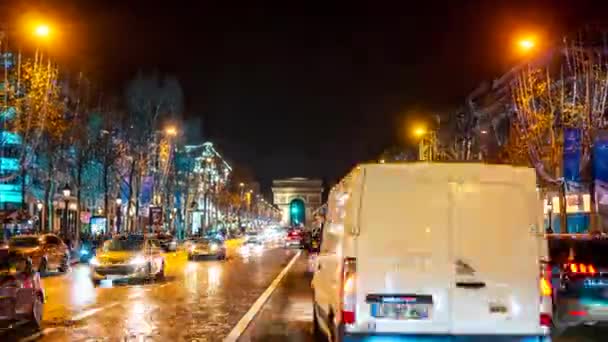 Paris France December 2022 Timelapse Road Avenue Des Champs Elysees — Stock video