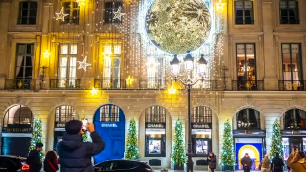 Paris France December 2022 Place Vendome Christmas Market People Decorations — Vídeos de Stock