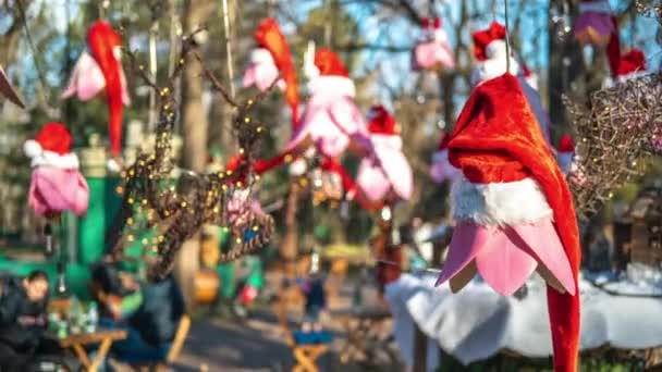 Christmas Decorations Cafe Terrace Chisinau Moldova — Vídeo de Stock
