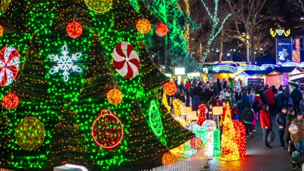Chisinau Moldova January 2023 Christmas Market Decorations People — Stockvideo