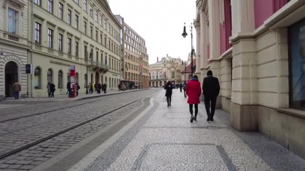Prague Czech Republic February 2023 People Street Buildings — Video