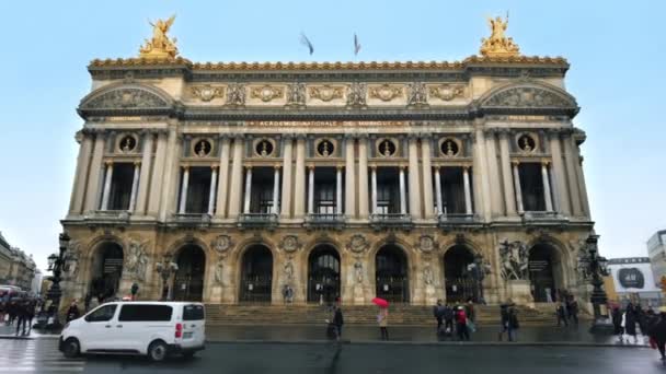 Paris France January 2022 View Paris Opera Facade Entrance Street — Stock Video
