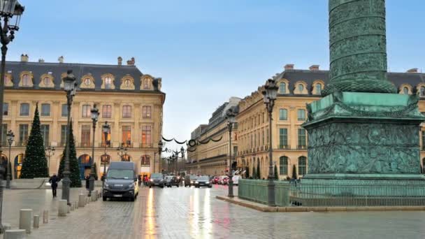 Paris France January 2022 View Vendome Place City Downtown Moving — Video