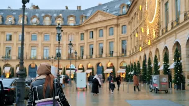 Paris France January 2022 View Vendome Place City Downtown Walking — Video
