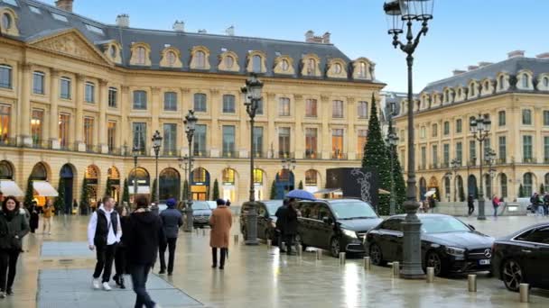 Paris France January 2022 View Vendome Place City Downtown Walking — Stock video