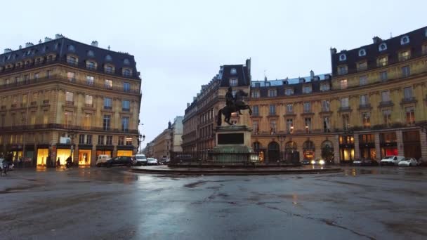Paris France December 2022 View Place Des Victoires Statue Louis — Stok video