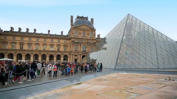 Paris France January 2022 View Louvre Napoleon Courtyard Louvre Palace — Video