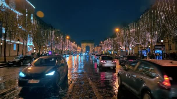 París Francia Enero 2022 Vista Calle Del Centro Ciudad Por — Vídeos de Stock