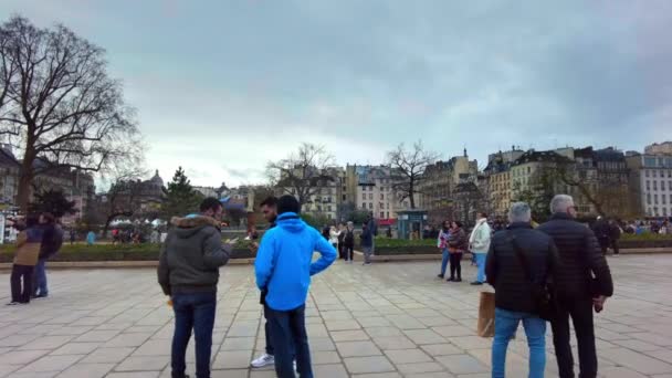 Παρισι Γαλλια Δεκεμβριοσ 2022 Άποψη Της Πλατείας Μπροστά Από Την — Αρχείο Βίντεο