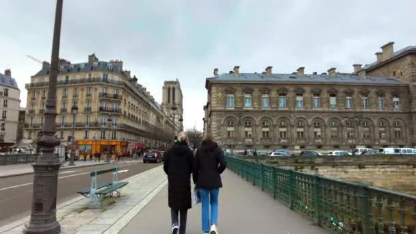 Paris France December 2022 Street View City Downtown People Walking — Wideo stockowe