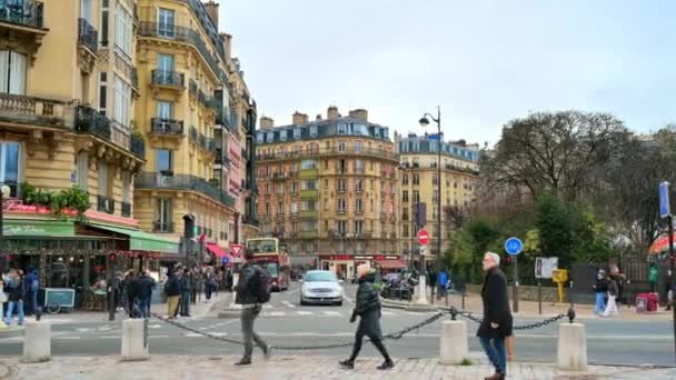 Paris France December 2022 Street View City Downtown Walking People — Stock Video