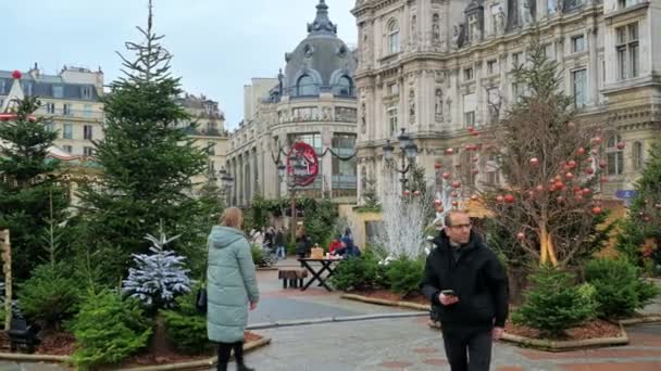 Párizs Franciaország December 2022 Utcai Kilátás Hotel Ville Belvárosban Klasszikus — Stock videók