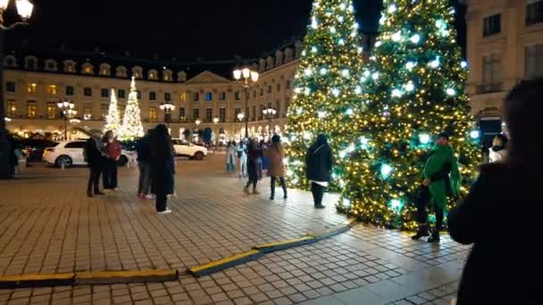 Paris France December 2022 View Vendome Place City Downtown Night — Stock video