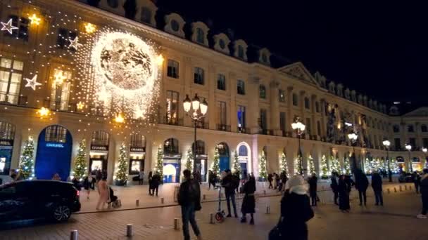 Paris France December 2022 View Vendome Place City Downtown Night — ストック動画