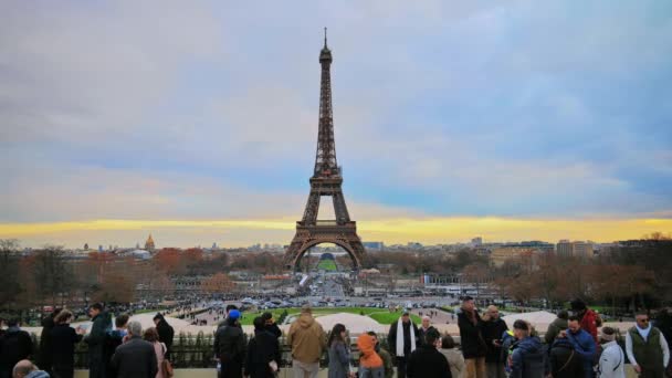 Párizs Franciaország December 2022 Kilátás Eiffel Toronyra Trocadero Térről Több — Stock videók