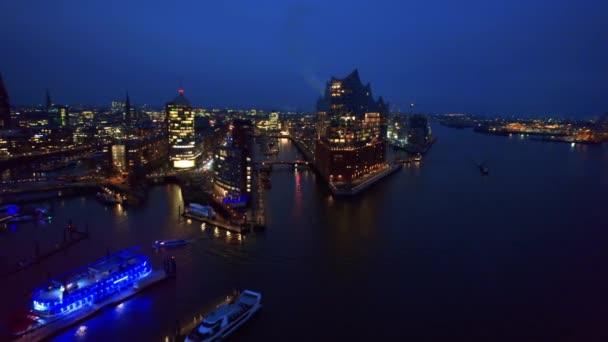 Aerial Drone View Speicherstadt Hamburg Evening Germany Residential District Classic — Video Stock