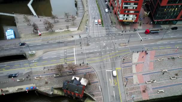 Hamburg Germany January 2023 Aerial Drone View Speicherstadt Hamburg Germany — Stok video
