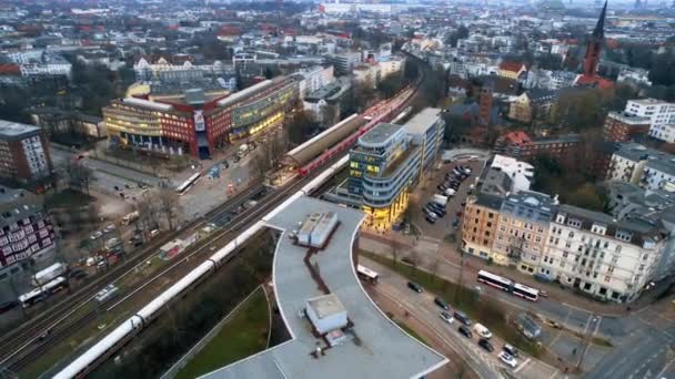 Hamburg Germany January 2023 Aerial Drone View Hamburg Germany Residential — Stok video