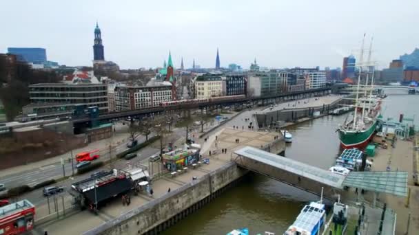 Hamburg Germany January 2023 Aerial Drone View Hamburg Germany Elbe — Wideo stockowe