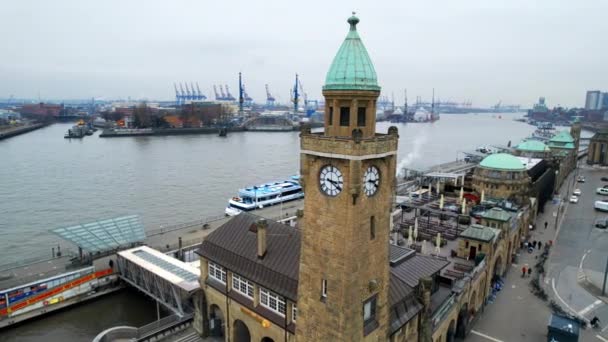 Hamburg Germany January 2023 Aerial Drone View Hamburg Germany Elbe — Wideo stockowe