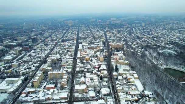 Drohnenaufnahme Von Chisinau Winter Moldawien Blick Auf Die Stadt Mit — Stockvideo