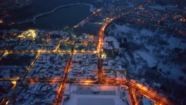 Drohnenaufnahme Von Chisinau Bei Sonnenuntergang Winter Moldawien Blick Auf Die — Stockvideo