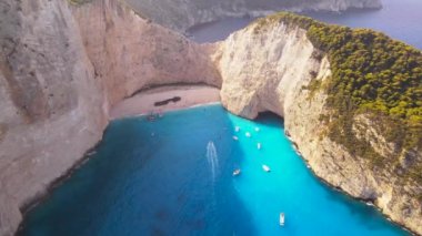 Zakynthos 'un hava aracı görüntüsü doğa ve deniz, Yunanistan