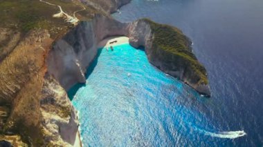 Zakynthos 'un hava aracı görüntüsü doğa ve deniz, Yunanistan