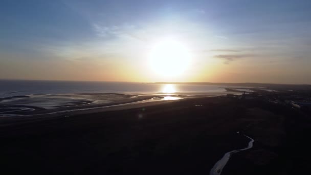 Aerial Drone View Swansea Sun Sea Beach Ηνωμένο Βασίλειο — Αρχείο Βίντεο