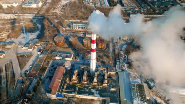Luftaufnahme Eines Wärmekraftwerks Chisinau Moldawien Blick Auf Ein Rohr Mit — Stockvideo
