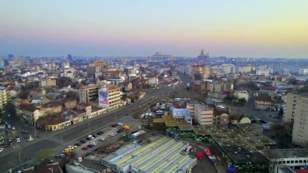 Вид Літака Бухарест Заході Сонця Румунія Палац Парламенту Відстані Кілька — стокове відео