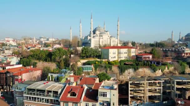 Stanbul Türkiye Nin Insansız Hava Aracı Görüntüsü Mavi Cami Ayasofya — Stok video