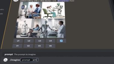 CHISINAU, MOLDOVA - Nisan 2023: Midtrip AI Chat Bot 'un görüntü oluşturan yakın görüntüsü