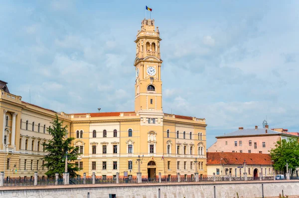 Vista Della Torre Del Municipio Oradea Con Trova Piazza Unirii — Foto Stock